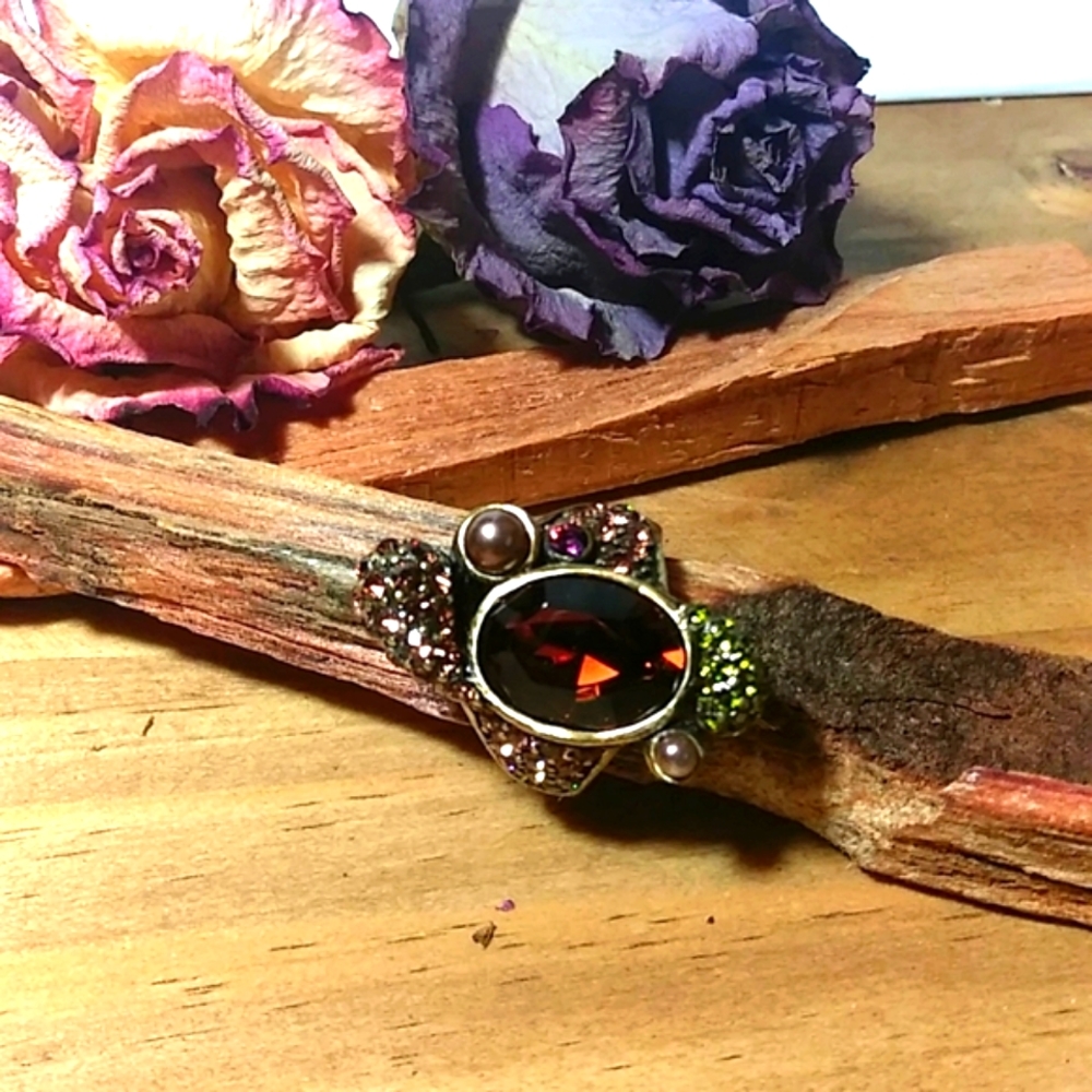 Heidi Daus ring Center Brown topaz Crystal